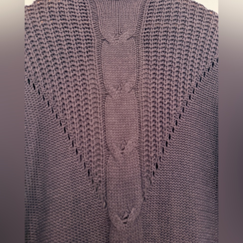 Michael Stars Cable Knit Belted Cardigan Sweater Charcoal Gray Cozy | M/L - Picture 9 of 13